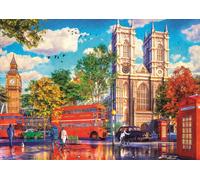 Trefl View Of London - 1000 Piece Jigsaw Puzzles for Adults & Children Aged 12+ - Tea Time Big Ben Red Bus Westminster Abbey Puzzle