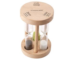 Tea Timer Trio Design Glass and Wood by Kikkerland Novelty Kitchen Accessory