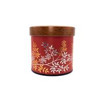 Tea Tin Canister with Airtight Double Lid, 14oz Floral Tea Caddy for Loose Leaf Tea, Coffee Bean, Spice Storage, Kitchen Decor Gift (Red)
