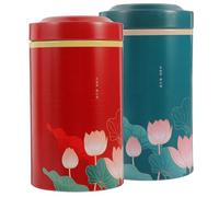 Tea Tins Airtight Multi Use Portable Metal Jar Container Rustic Vintage Farmhouse Container Decor for Flour Sugar Coffee Tea Storage 2pcs