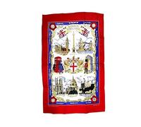 Tea Towel/Wall Hang Detailing London Popular Landmarks - London England Red