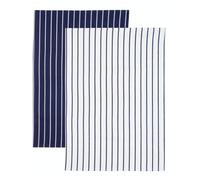 Tea Towels: 2 X Butchers Blue Stripe Tea Towels, 100% Cotton