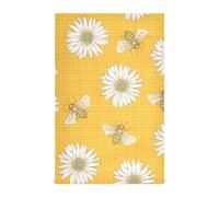 Tea Towels Kitchen Blue Gold Honey Bees Happy Happiness Daisy Yellow Microfiber Kitchen Towels Absorbent Cloth Kitchen Towels Pattern Theme Oven Sink 28 X 18 Inch 4Pcs
