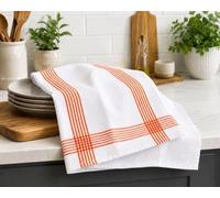 Tea Towels Set of 2, 100% Cotton Waffle Weave Kitchen Towels, Highly Absorbent & Quick Dry Dish Towels, Soft Durable Machine Washable Check Tea Towels for Kitchen, 50 x 70cm, Orange