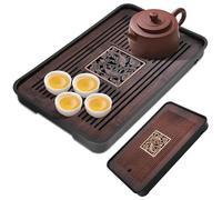 Tea Tray 14.2x9.5" Detachable Bamboo Chinese Gongfu Tea Tray with Water Storage Drainage for Kung Fu Teapot Set, Gift for Friends Relatives, Gongfu, Kung Fu Set