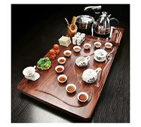 Tea Tray Ceramic Kung Fu Tea Set,Fully Automatic Solid Wood Tea Tray Kung Fu Tea Set Induction Cooker Integrated Household Tea Table Tray Suitable for Office Parties