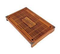 Tea Tray with Drawer Type Water Storage Drainage 16.9x11.0x2.2in Wooden Chinese Gongfu Tea Serving Tray Kungfu Teaset Table for Home (Orange Yellow)