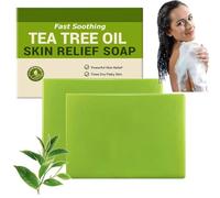 Tea Tree Antifungal Soap Bar, Natural Tea Tree Oil Soap, Tea Tree Oil Soothing Skin Soap, Natural Foot & Body Soaps for Healthy Skin, with Tea Tree Oil, Gentle Exfoliating Bar Soap for Men Women (2)