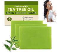 Tea Tree Antifungal Soap Bar, Natural Tea Tree Oil Soap, Tea Tree Oil Soothing Skin Soap, Natural Foot & Body Soaps for Healthy Skin, with Tea Tree Oil, Gentle Exfoliating Bar Soap for Men Women (3)
