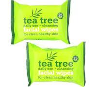 Tea Tree Facial Cleansing Wipes - Wipe for sensitive skin - Makeup Remover Wipe - Face Towel - Absorbent Effective and Soothing Cleansing - 25 Wipes Pack - (Pack of 2)