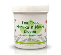 Tea Tree Manuka and Neem Cream 250ml IMPROVED FORMULA- Antibacterial, Anti-fungal, Antiseptic with Lavender Oil, Rosehip Oil, Argan Oil, Almond oil, Shea Butter & Menthol