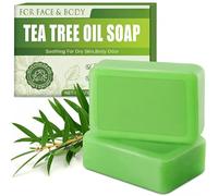 Tea Tree Oil Soap Bar, Antifungal Soap, Body Acne Cleanser, Natural Face Wash, Soothes Itchy Skin, Removes Body Odour, Daily Hygiene for Men & Women, 100g