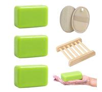 Tea Tree Oil Soap Bar, Natural Organic Soap Bar with Loofah and Wooden Holder, Antifungal Face & Body Wash Soaps for Itching, Acne, Athlete's Foot, 3x100g