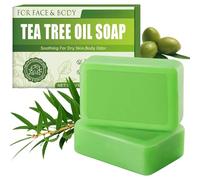 Tea Tree Oil Soap Bar,Tea Tree Bath Soaps with Foaming Nets, Soothing Hydrating Soap for Body Oder, Controls Oil, Clears Pores, Suitable for Face and Body