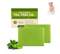 Tea Tree Oil Soap, Gentle Exfoliating Bar Soap, Cleans Pores, Purifying Body Bar With Tea Tree & Coconut Oil, Soothing Hydrating Body Wash for Clear Healthy Skin Men & Women (2PCS)