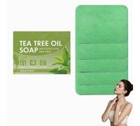 Tea Tree Oil Soothing Bath Soap, for Face Body Hands, Gentle Exfoliating Bar Soap, Oil Controlling Cleansing Soap, Deep Cleansing Botanical Bar Soap, Universal Facial and Body Bath Soap. (5PCS)