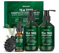 Tea Tree Shampoo and Conditioner Set, with 100% Pure Tea Tree Oil for Scalp Fungal, Soothes Itchy Scalp & Dandruff, Prevent Hair Loss, Promote Hair Growth, 3Pcs Set for Men Women, 200ml*2+30ml