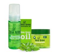 Tea Tree Skincare Bundle with Cleansing Pads Tea Tree Oil 10ml and Foaming Face Wash 200ml - Deep Cleansing Blemish Control Purifying Skin Treatment Set for Acne Prone Skin Oily Skin and Daily Skincar