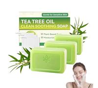 Tea Tree Soap Bar for Clear Skin,Green Tea & Tea Tree Oil Soap for All Skin Types,Gentle Exfoliating Bar Soap for Men Women,Moisturizing & Refreshing (3pcs)