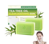 Tea Tree Soap Bar for Clear Skin,Green Tea & Tea Tree Oil Soap for All Skin Types,Gentle Exfoliating Bar Soap for Men Women,Moisturizing & Refreshing (2pcs)