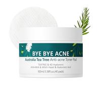 Tea Tree Toner Pads(40 Pads, 100ml), Mild Exfoliating & Soothing Cotton Facial Toner Pad for Acne Prone, Oily, Clogged Skin