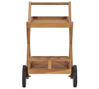 Tea Trolley Solid Wood Teak Fine Sanded with 4 Bottle Holders Compact Kitchen Trolley Serving Trolley Trolley with Shelf Storage Mobile for Kitchen Dining Room Living Room