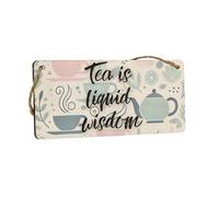 Tea Wisdom Hanging Sign - Modern Pastel Teacup and Teapot Design (smlsgn-kf24-liqwisdhg)