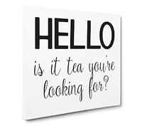 Tea You're Looking For Modern Typography Quote Canvas Print | Gallery Wrapped 30mm Frame Wall Art | 14x14 inches | Ready to Hang | Modern Typography Picture | Living Room Bedroom Lounge Office