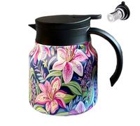 Teaa Pot - 800ml Stainless Steel Carafe, Floral Pattern Insulated Design, Built In Strainer Infuser, Insulated Stainless Steel Carafe with Infuser | Elegant Tea Brewing Pot for Home Tea Room Office Us