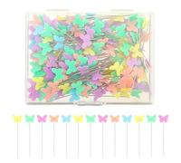 Teaaha 200 PCS Flat Head Straight Pins, Coloured Heads with Butterfly Heads Quilting Pins for Crafts Flat Head Pins Sewing Notions for Fabric, Dressmaker, Craft, Sewing Project and DIY Decoration