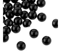 Teaaha 30 PCS 10mm Round Pearl Buttons with Shank Buttons Dainty Plastic Resin Sewing Buttons Half Ball Pearl Buttons for Wedding Dress, Skirts, Gloves, Sweaters, Shirts, Hats, Scarves, Crafts (Black)