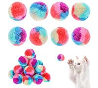 Teaaha 30PCS Cat Ball Toy 3cm Pom Pom Balls, Interactive Christmas Yarn Puff Cat Ball Toys, Rainbow Small Plush Kitty Soft Balls, Training Fuzzy Cat Balls for Exercise and Entertainment, Multicolor