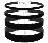 Teaaha 4 Pcs Black Choker Necklace Set for Women, Black Velvet Choker Necklace Adjustable Gothic Classical Collars Velvet & Lace Adjustable Chokers Necklaces for Women