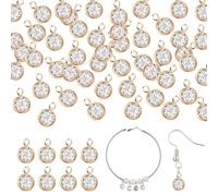 Teaaha 40pcs Elegant Rhinestone Charm Collection, Mini Crystal Bracelet Charm Gold Plated Crystal Pendants for DIY Jewelry Making Necklace, Bracelet, Earrings