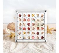 Teaaha Acrylic Seashell Display Box, 12.5x12.5cm Transparent Sea Shell Holder, 36 Grids Shell Collecting Shadow Box, Mini Trinket Seashell Display Case for Jewelry, Diamond, Nail, Bead, Stones