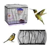 Teaaha Adjustable Bird Cage Cover Black Net Bird Cage Seed Catcher Guard, Durable Washable Breathable Bird Cage Skirt Elastic Band Mesh Birdcage Covers for Parrot Parakeet Macaw Cages