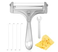 Teaaha Cheese Slicer Wire & Cheese Cutter, Adjustable Stainless Steel Handheld Cheeses Cutters with 4 Extra Wires & Wrench, Butter Slicers Food Shaver for Block Butter Cutter Tools(Silver)