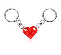Teaaha Heart Keychain Set for Couples, 2 PCS Hearts Keychain for Boyfriend Girlfriend Small Cute Brick Heart Matching Keychains for Couples Sweet Gifts for Couple Friendship (Red)
