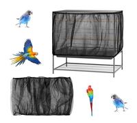 Teaaha Large Bird Cage Seed Catcher, Adjustable Bird Cage Seed Catcher Guard Black Bird Cage Net Cover, Washable Breathable Bird Cage Skirt Elastic Band Mesh Birdcage Covers for Parrot Parakeet