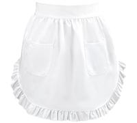 Teaaha Women's Waist Apron with 2 Pockets, White Half Apron, Server Apron, White Apron Maid Apron Cooking Aprons for Cooking, Kitchen, Restaurant, Bistro, Coffee Shop, Maid Costume
