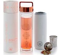 Teabloom All-Purpose Beverage Flask - 15 oz / 450 ml Insulated Tumbler - Tea, Coffee, Fruit Infused Water - All-Temperature Travel Bottle - Extra Fine Stainless Steel Infuser Basket - The Wayfarer