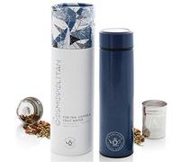 Teabloom All-Purpose Beverage Tumbler / 480 ml/Brushed Metal Insulated Water Bottle/Tea Tumbler/Travel Bottle/Cold Brew Coffee Maker/Extra-Fine Two-Way Infuser/Night Blue