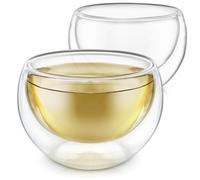 Teabloom Double Walled Cups (5 oz / 150 ml) - Set of 2 Insulated Glass Cups for Tea, Coffee, Espresso, and More - Classica Teacups Collection