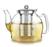 Teabloom Dublin Glass Teapot - Fine Borosilicate Glass - Stovetop and Microwave Safe - Removable Stainless Infuser - Ideal for Loose Leaf Tea - Large Capacity - 40 oz. / 1200 ml (4-5 Cups)
