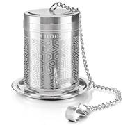 Teabloom Elegant Stainless Steel Loose Leaf Tea Infuser - Tea Connoisseur's Choice for White, Green, Oolong, Black, and Herbal Teas - Geometric Blossom Design - Large Size