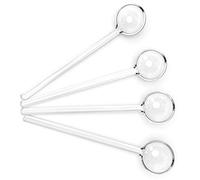 Teabloom Glass Stirring Spoons - Set of 4 Clear Petite Teaspoons (5.3 inches) - Coffee or Tea Glass Stirrers - Heat-Resistant and Toxin-Free - Dishwasher Safe