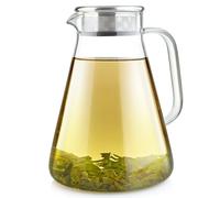 Teabloom One-Touch Tea Maker, 2-in-1 Teapot and Kettle with Stainless Steel Filter Lid for Loose Tea - Stain-Free Borosilicate Glass Teapot (56 Oz) - Tea Connoisseur's Choice