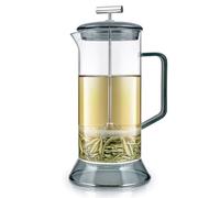Teabloom Toulouse Plastic-Free Heatproof Borosilicate Glass French Press for Tea and Coffee, 24-Ounce (700 mL) - Dusk Grey