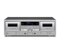 Teac W1200 Twin Cassette Deck with Microphone Mixing and USB Output - Silver