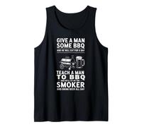 Teach A Man to BBQ Meat Smoking Grilling Meat Smoker Tank Top